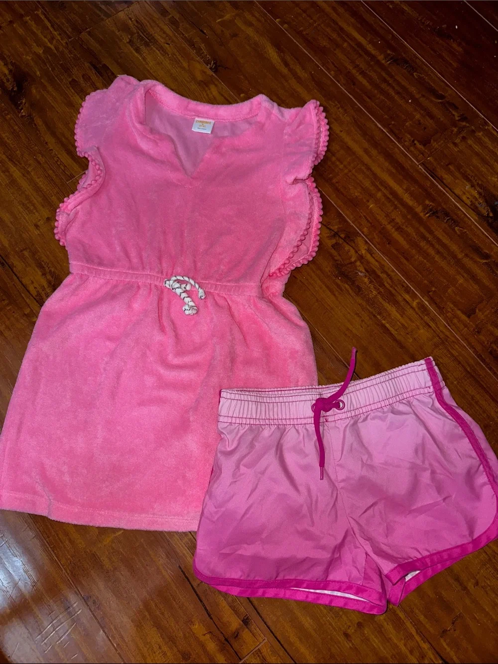 Gymboree Jump Into Summer Pom Pom Cover Up + Pink Ombre Board Shorts 5-6